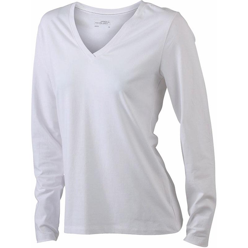 t-shirt femme col V - coton extensible avec élasthanne - manches