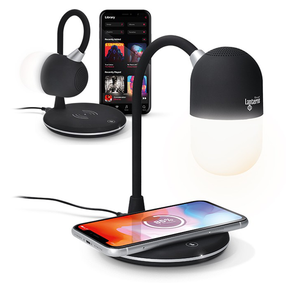 Goodie lampe de bureau multifonction chargeur QI induction smartphone publicitaire personnalisé