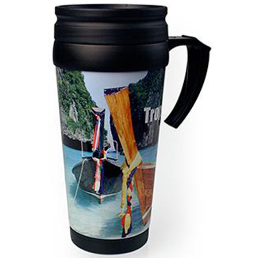 Mug isotherme avec anse en bambou et acier 30 cl