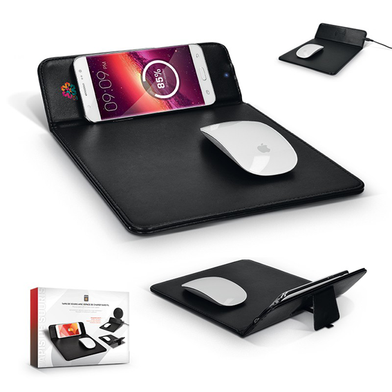 tapis de souris à personnaliser publicitaire Goodie tapis de souris chargeur induction QI smartphone publicitaire Goodies objet publicitaire High-tech