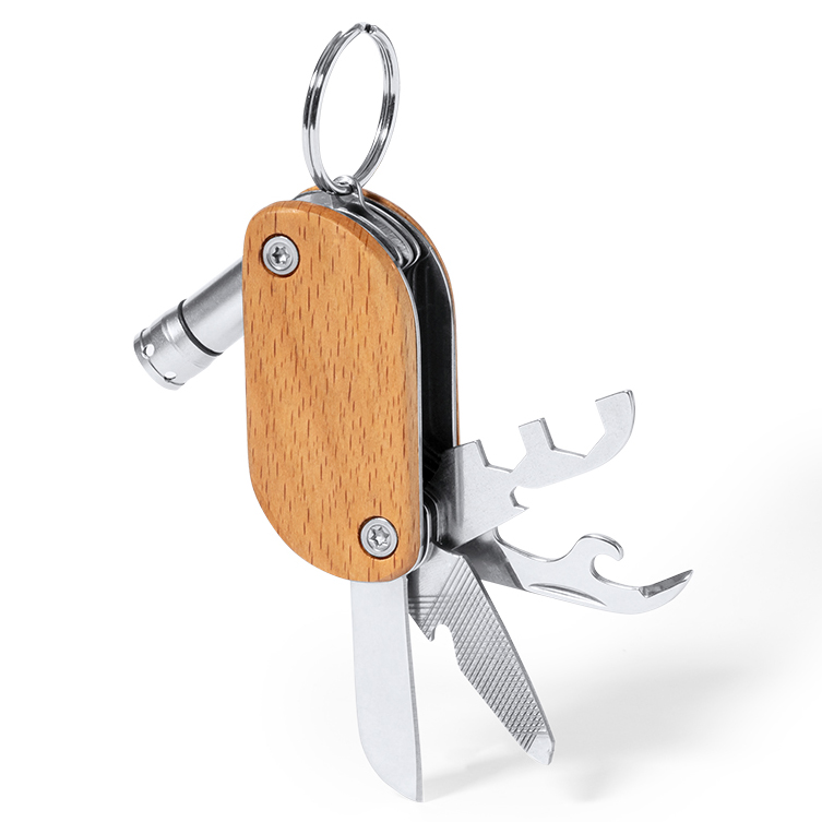Porte-clés personnalisé publicitaire Porte clé multi-usages en acier bois
