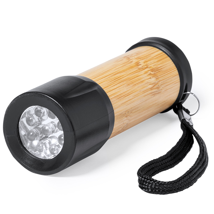 lampe torche LEDs personnalisée publicitaire en bambou